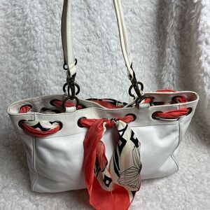 Tanner made in Italy leather off white scarf shoulder bag antique tone h…